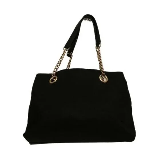 KATE SPADE NY BLACK NYLON PATENT LEATHER SHOULDER BAG WITH SILVER CHAIN … - Picture 3 of 9